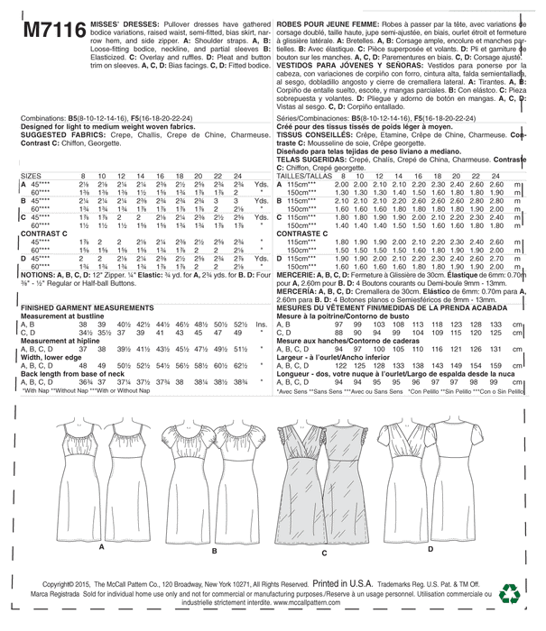 M7116 Misses' Dresses from Jaycotts Sewing Supplies