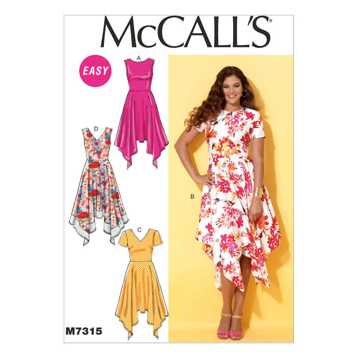 M7315 Misses' Handkerchief-Hem Dresses from Jaycotts Sewing Supplies