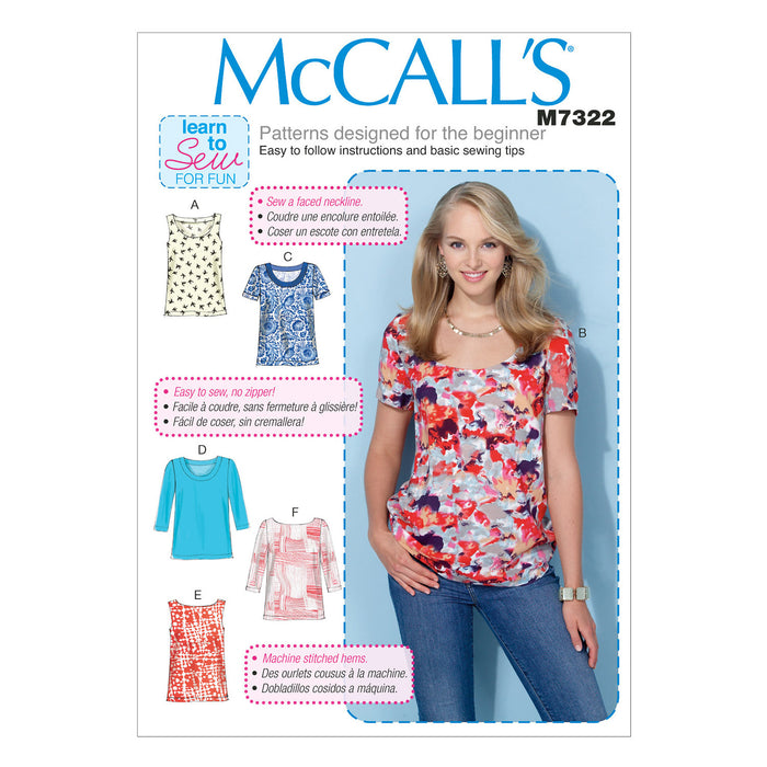 M7322 Misses' Pullover Tops from Jaycotts Sewing Supplies