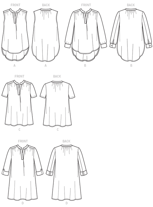 M7324 Misses' Half Placket Tops & Tunic from Jaycotts Sewing Supplies