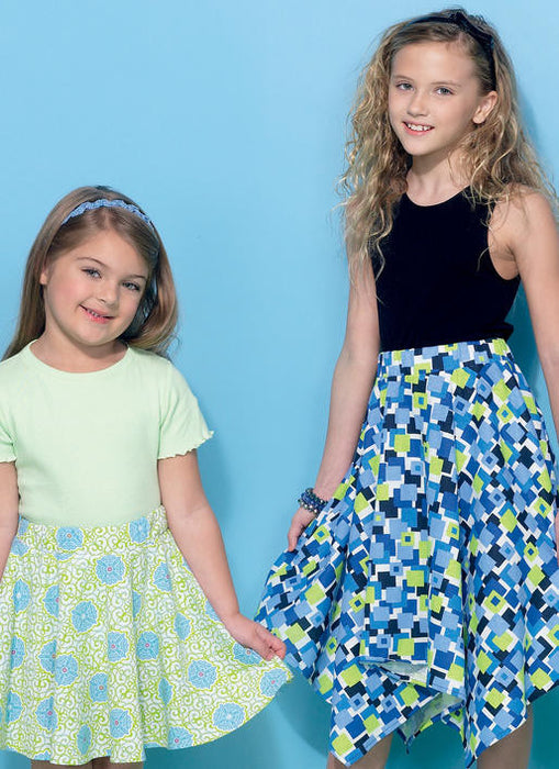 M7345 Girls Straight / handkerchief / hi-lo hem Skirt from Jaycotts Sewing Supplies