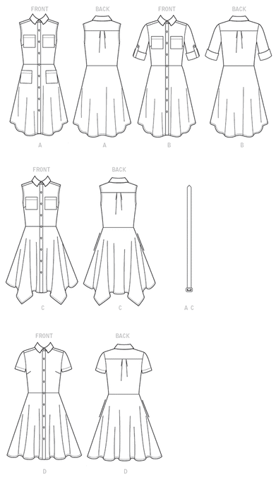 M7351 Misses' Shirtdress with pockets and belt from Jaycotts Sewing Supplies