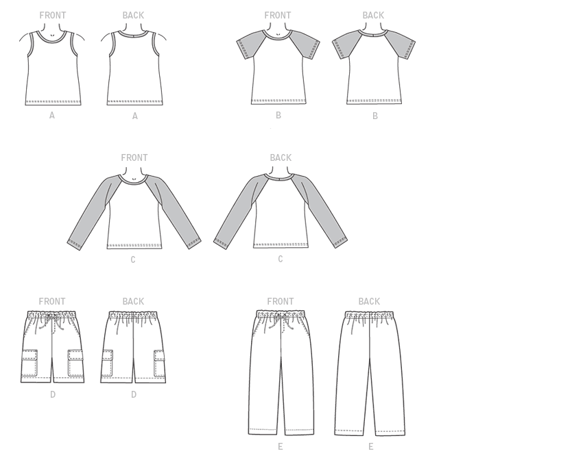 M7379 Boys Tank Tops, Cargo Shorts & Pants from Jaycotts Sewing Supplies