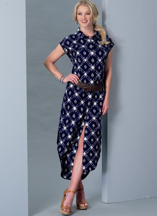 M7387 Misses' Button-Down Top, Tunic, Dresses & Belt from Jaycotts Sewing Supplies