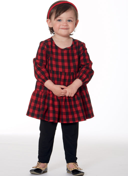 M7458 Toddlers' Gathered Tops, Dresses and Leggings from Jaycotts Sewing Supplies
