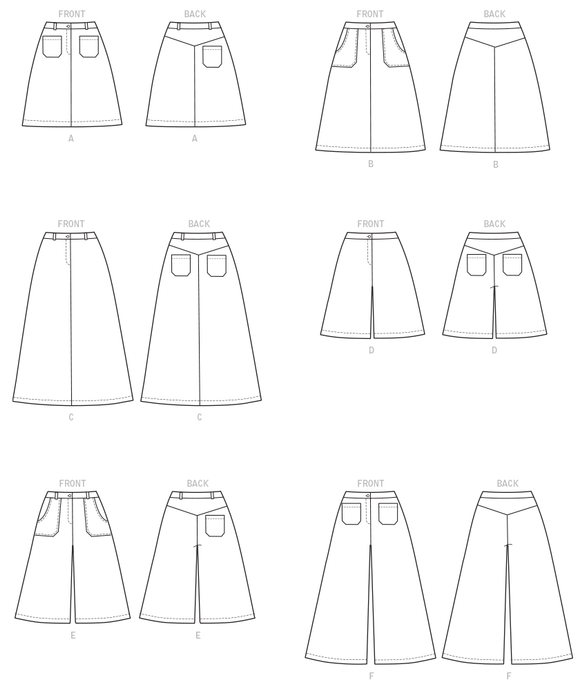 M7475 Misses' Flared Skirts, Shorts and Culottes from Jaycotts Sewing Supplies