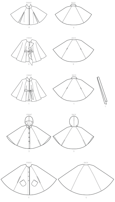 M7477 Misses' Hooded, Collared or Collarless Capes from Jaycotts Sewing Supplies