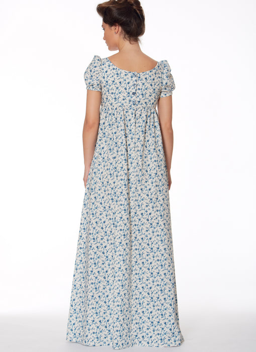M7493 Cropped Jacket, Floor-Length Coat and A-Line, Square-Neck Dress from Jaycotts Sewing Supplies