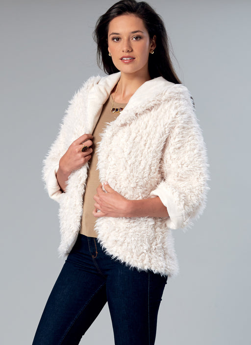 M7511 Misses' Open-Front Jackets with Shawl Collar and Hood from Jaycotts Sewing Supplies