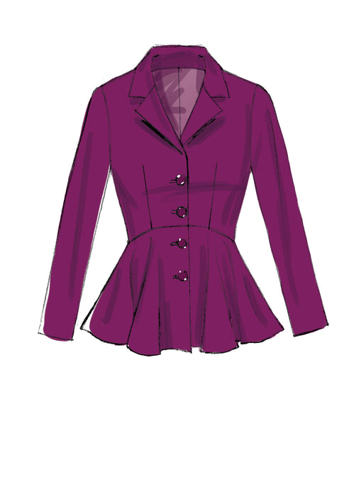 M7513 Misses' Notch-Collar, Peplum Jackets from Jaycotts Sewing Supplies