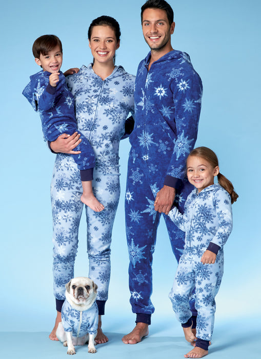 M7518 Men's/Misses'/Children's Hooded Onesies and Dog Coat from Jaycotts Sewing Supplies