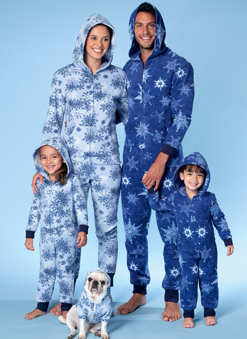 M7518 Men's/Misses'/Children's Hooded Onesies and Dog Coat from Jaycotts Sewing Supplies