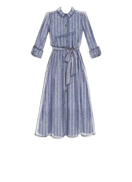 M7565 Misses' Shirtdresses with Sleeve Options, and Belt from Jaycotts Sewing Supplies