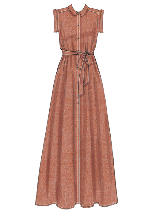 M7565 Misses' Shirtdresses with Sleeve Options, and Belt from Jaycotts Sewing Supplies