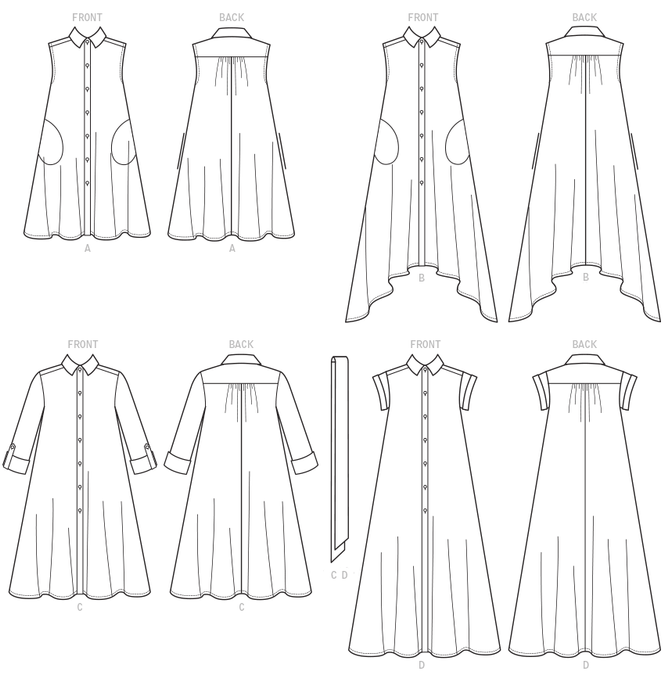 M7565 Misses' Shirtdresses with Sleeve Options, and Belt from Jaycotts Sewing Supplies