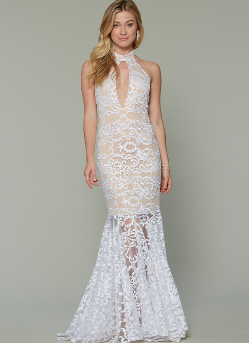 M7569 Misses' Column and Mermaid-Style Dresses with Bodice and Sleeve Variations from Jaycotts Sewing Supplies