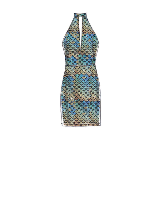 M7569 Misses' Column and Mermaid-Style Dresses with Bodice and Sleeve Variations from Jaycotts Sewing Supplies