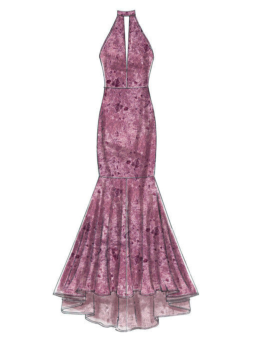 M7569 Misses' Column and Mermaid-Style Dresses with Bodice and Sleeve Variations from Jaycotts Sewing Supplies