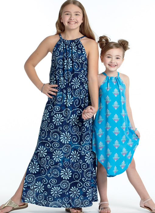 M7589 Girls' Gathered Neckline Sleeveless Dresses from Jaycotts Sewing Supplies
