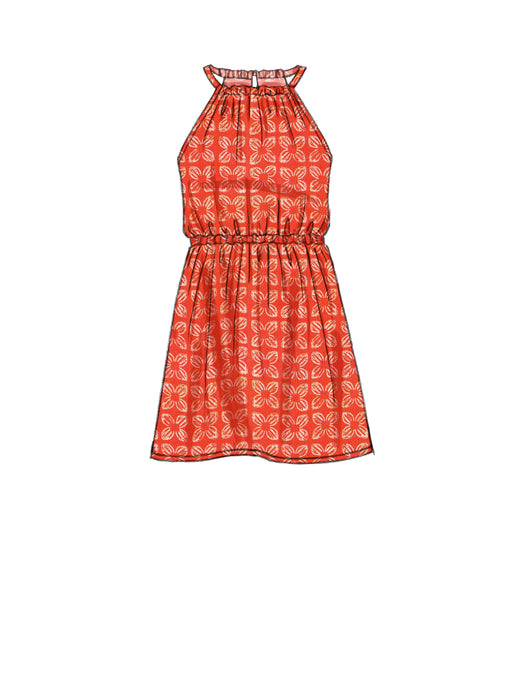 M7589 Girls' Gathered Neckline Sleeveless Dresses from Jaycotts Sewing Supplies