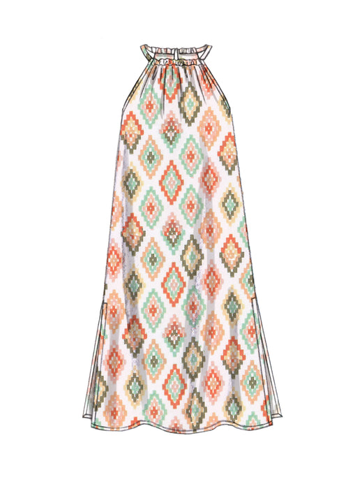 M7589 Girls' Gathered Neckline Sleeveless Dresses from Jaycotts Sewing Supplies