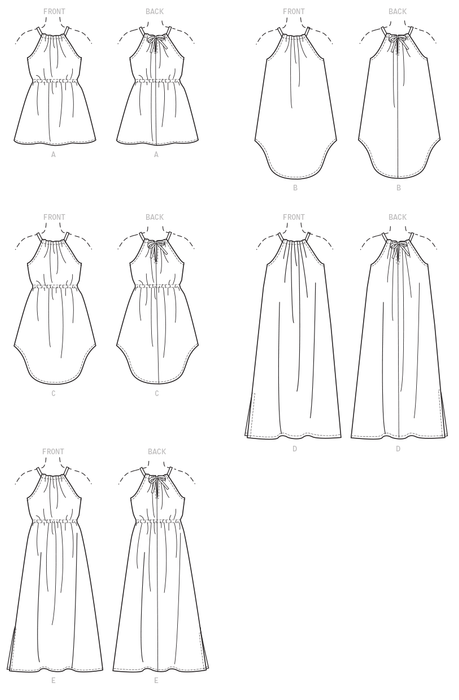 M7589 Girls' Gathered Neckline Sleeveless Dresses from Jaycotts Sewing Supplies