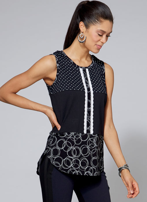M7600 Misses'/Women's Pullover Tops with Contrast from Jaycotts Sewing Supplies