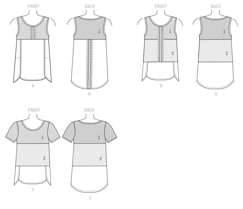 M7600 Misses'/Women's Pullover Tops with Contrast from Jaycotts Sewing Supplies
