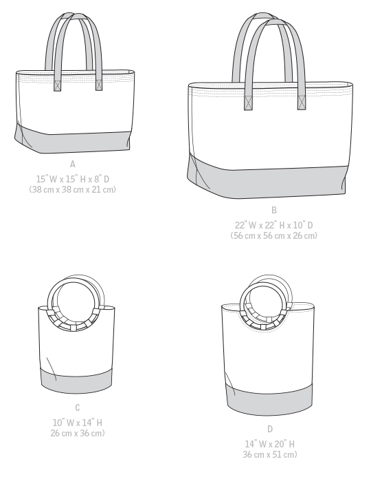 M7611 Lined Tote Bags with Contrast Variations from Jaycotts Sewing Supplies