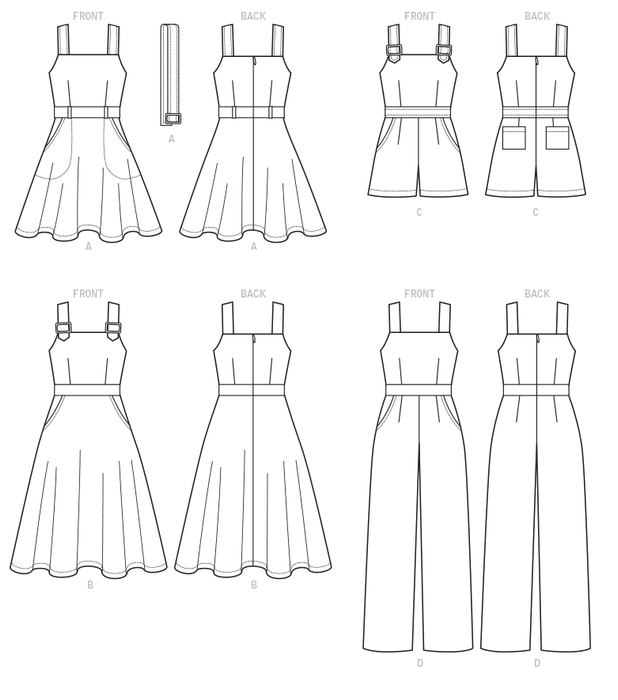 M7626 Dresses, Belt, Romper, and Jumpsuit with Pockets from Jaycotts Sewing Supplies