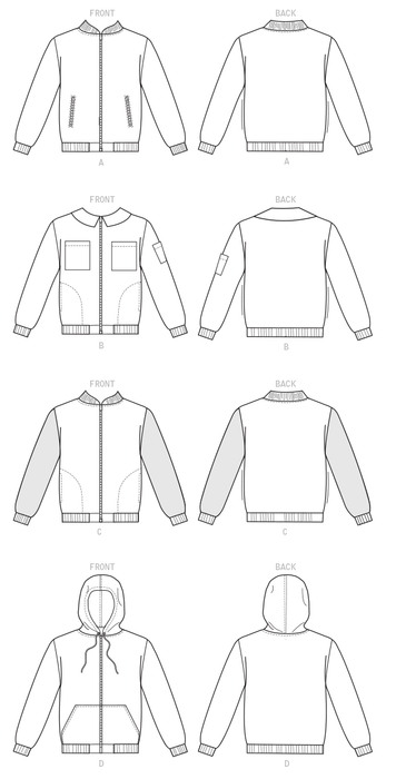 M7637 Misses' and Men's Bomber Jackets from Jaycotts Sewing Supplies