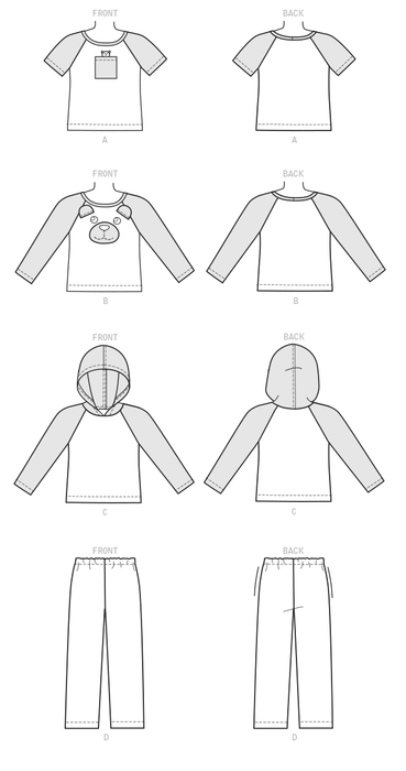 M7678 Children's Animal Themed Tops and Pants from Jaycotts Sewing Supplies