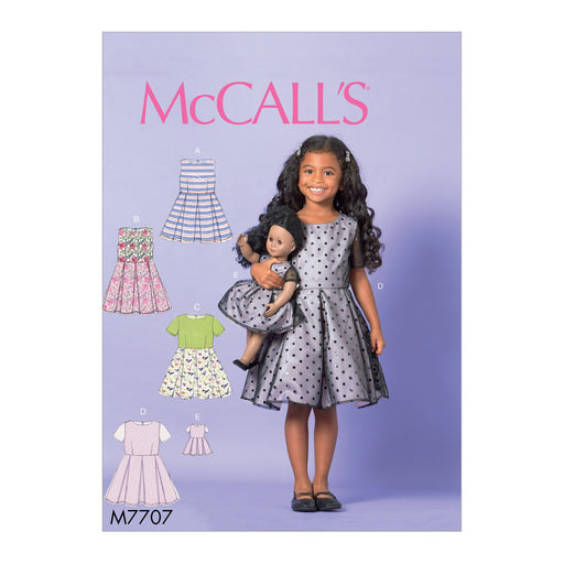 M7707 Girls' Dresses and 18" Doll Dress Pattern from Jaycotts Sewing Supplies