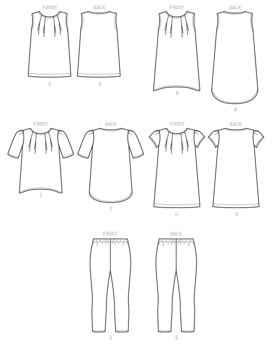 M7709 Tops, Dresses and Leggings Pattern from Jaycotts Sewing Supplies