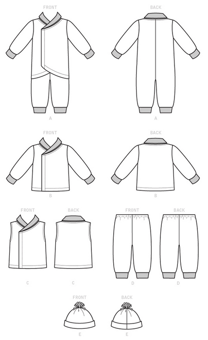 M7827 Infants Bunting, Jacket, Vest, Pants and Hat from Jaycotts Sewing Supplies