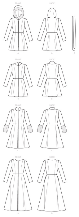 M7848 Misses'/Miss Petite and Women's Coats and Belt from Jaycotts Sewing Supplies