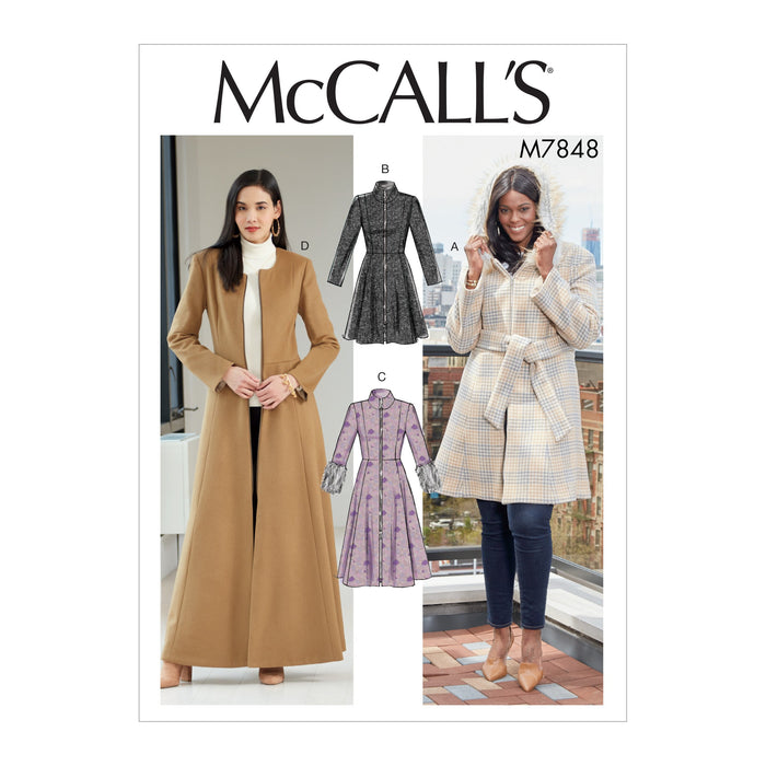 M7848 Misses'/Miss Petite and Women's Coats and Belt from Jaycotts Sewing Supplies