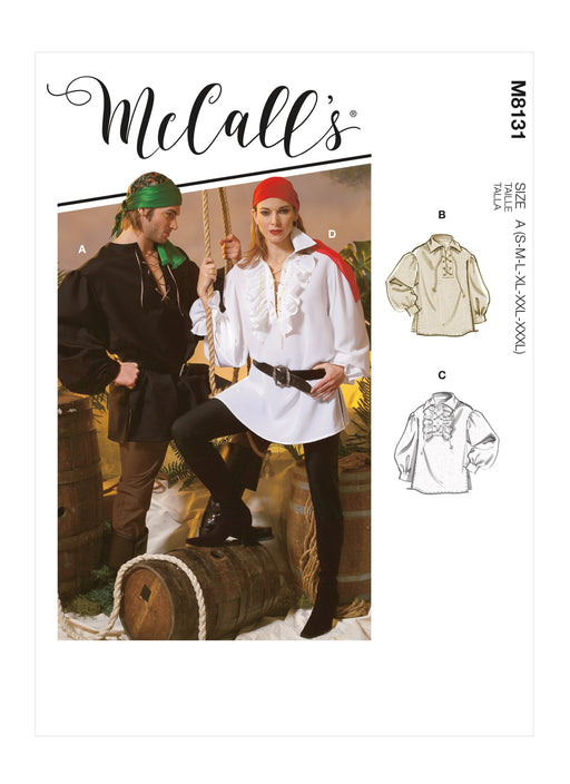 McCall's 8131 COSTUME pattern | Unisex Pirates Shirts from Jaycotts Sewing Supplies