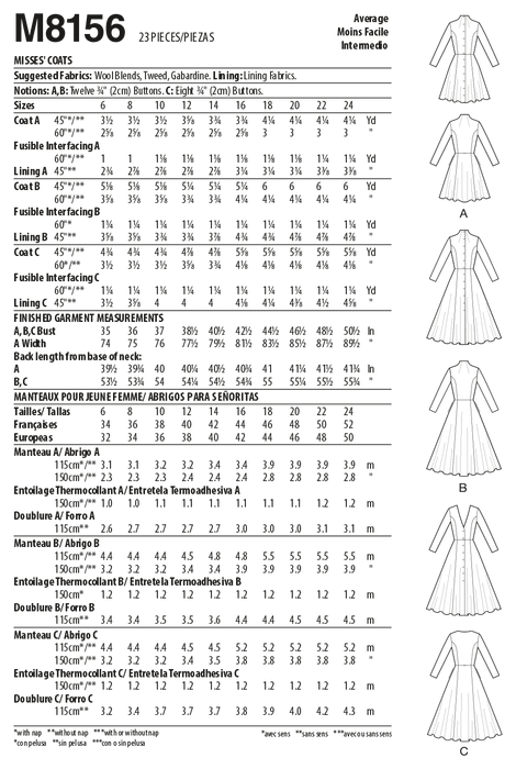 McCall's 8156 Frock Coat pattern from Jaycotts Sewing Supplies