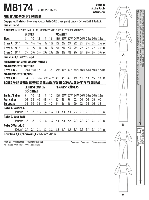 McCalls Sewing Pattern 8174 Misses' and Women's Dresses from Jaycotts Sewing Supplies
