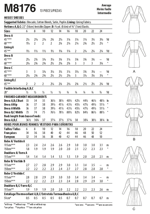 McCalls Sewing Pattern 8176 Misses' Dresses from Jaycotts Sewing Supplies