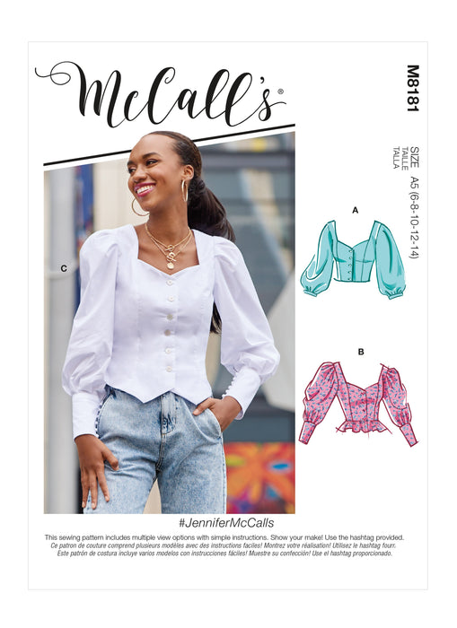 McCalls Sewing Pattern 8181 Misses' Tops from Jaycotts Sewing Supplies