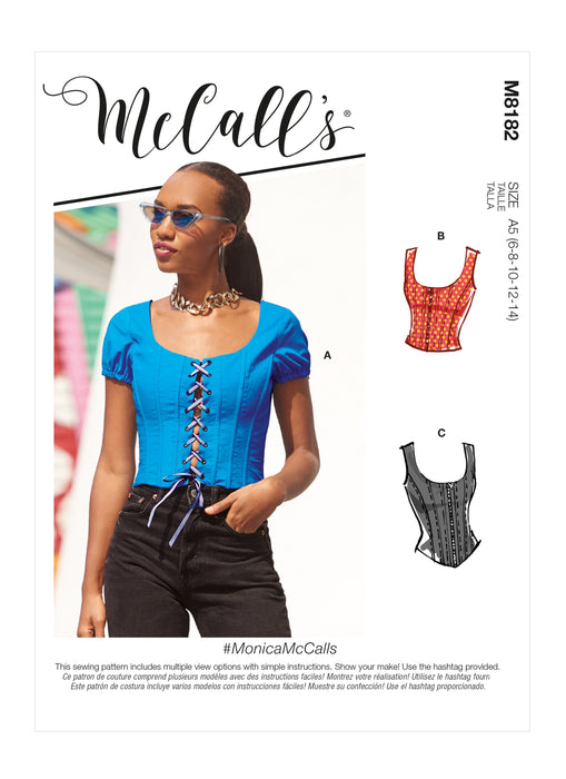 McCalls Sewing Pattern 8182 Misses' Tops from Jaycotts Sewing Supplies