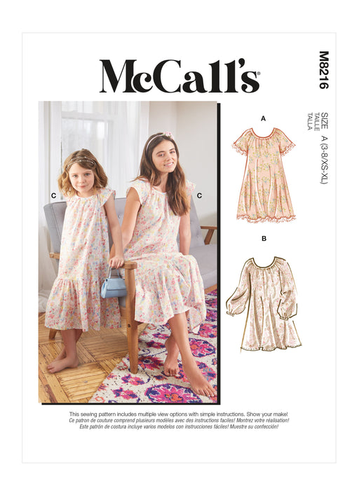 McCall's 8216 Misses' and Children's Dresses sewing pattern from Jaycotts Sewing Supplies