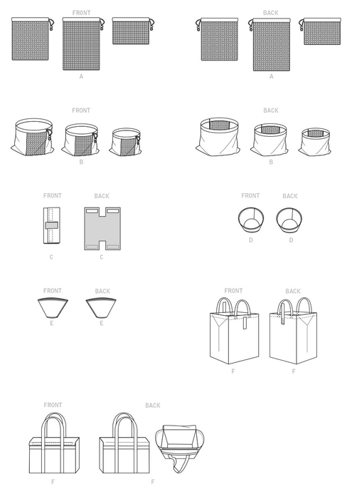 McCall's sewing pattern 8236 Fruit and Veg Bags, Mop Pad, Coffee Filters, Bin and Bag from Jaycotts Sewing Supplies