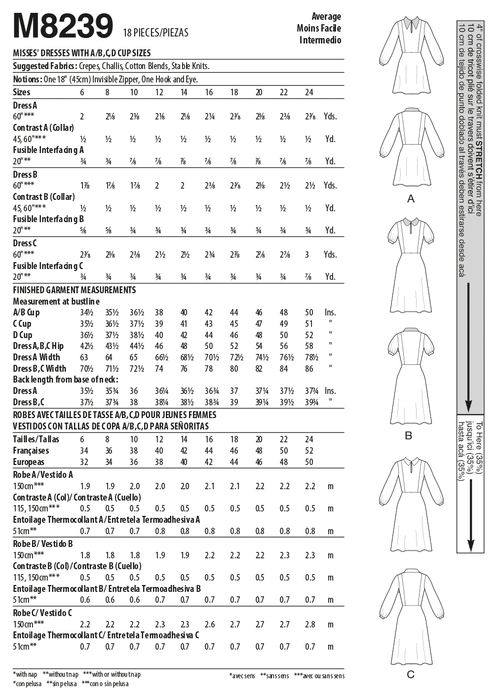 McCall's sewing pattern 8239 Misses' Dresses from Jaycotts Sewing Supplies