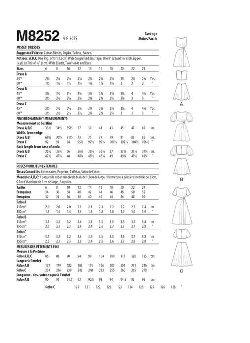 McCall's Sewing Pattern 8252 Misses' Dresses from Jaycotts Sewing Supplies