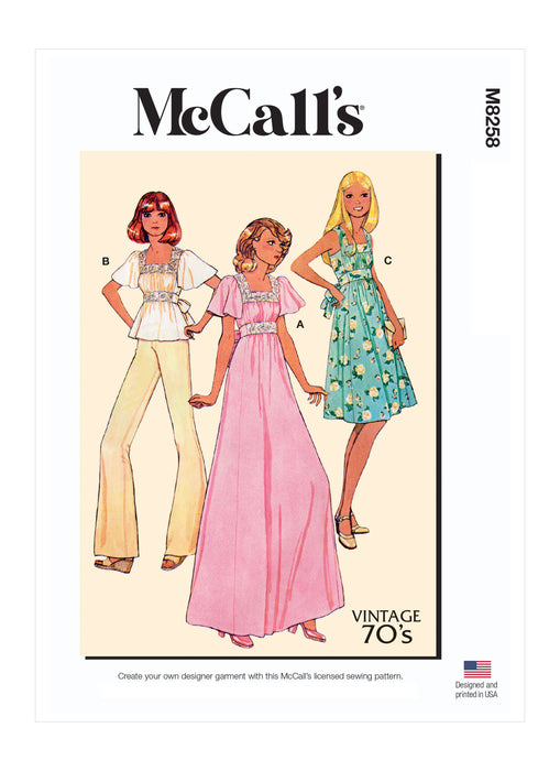 McCall's Sewing Pattern 8258 Vintage Dresses and Top from Jaycotts Sewing Supplies