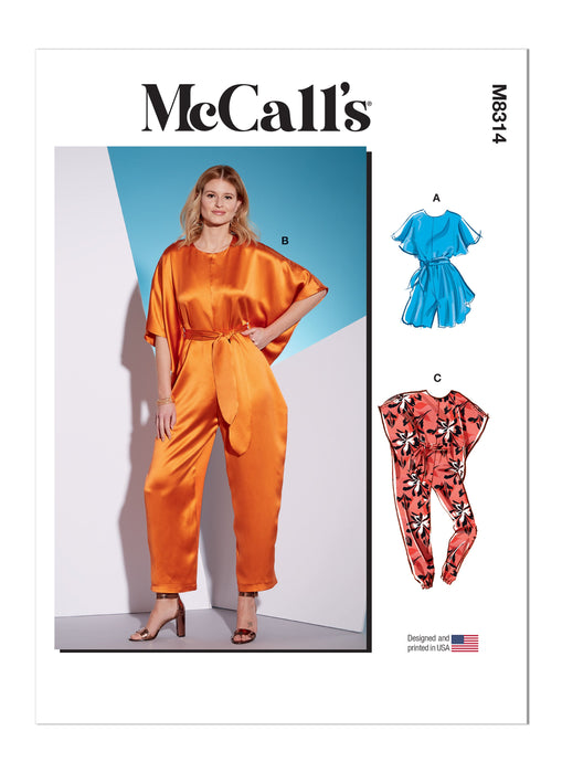 McCall's sewing pattern 8314 Romper, Jumpsuits and Sash from Jaycotts Sewing Supplies