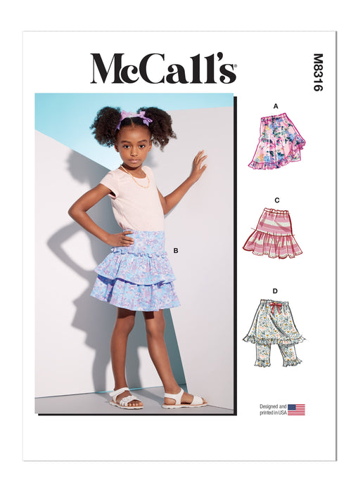 McCall's sewing pattern 8316 Children's Skorts from Jaycotts Sewing Supplies